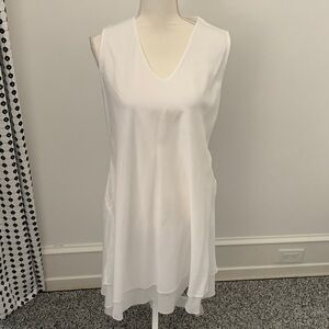 Sleeveless White V-Neck Midi Dress. 💯 Cotton. Large